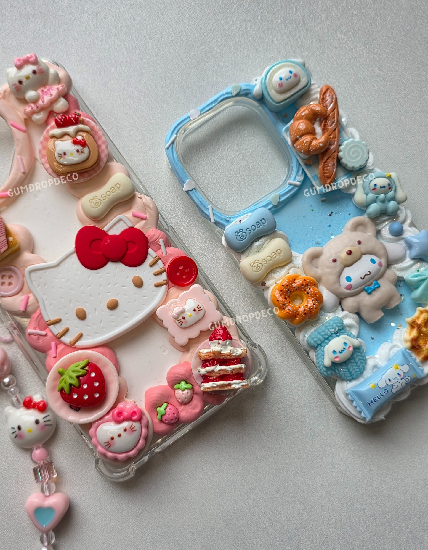 Handmade Sanrio themed decoden phone case with Kuromi, My Melody and more